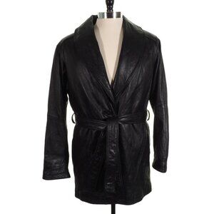 Wilsons Womens Leather Coat Size M Black Insulated Removable Lining Thinsulate